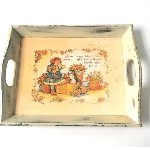 Rare Vintage Picture Wood Serving Tray - Picture 1 of 8